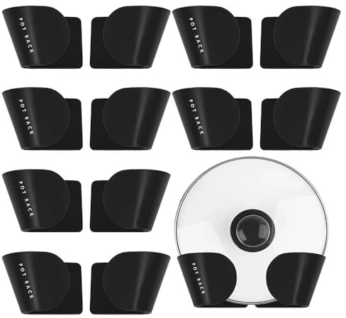 6 Pairs Wall-Mounted Pan Lid Holder, Black Saucepan Lid Storage Rack