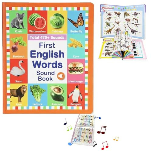 My First English Sound Toy – 470+ Words, 21 Themes, Fun Word Game, My First English Learning Toy, Fun Language Game for Early Childhood Education, Ideal School Readiness Gift for Toddlers (A)