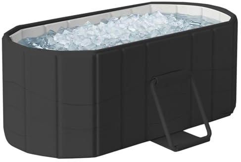 150cm Portable Bathtub for Adult,2 People Large Collapsible Cold Plunge Bathtub Foldable No Installation Ice Bath Tub for Shower Stall, Bathroom Hot SPA Soaking Standing Tub(Black, 150cm)