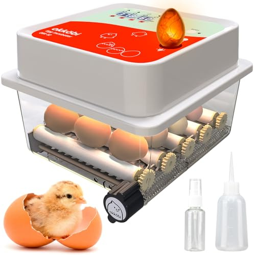 OBI-12 Egg Incubators for Hatching Eggs – Incubator for 12 eggs with automatic egg turner - Brooder for chicken eggs, quail, and duck eggs - Orange