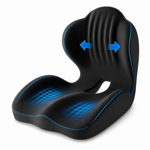 Cojin lumbar coche ergonómico viscoelástico forma L, soporte corporal integrado para alivio coxis y espalda, respaldo adaptable para silla oficina, automóvil, escritorio, ruedas y conducción diaria