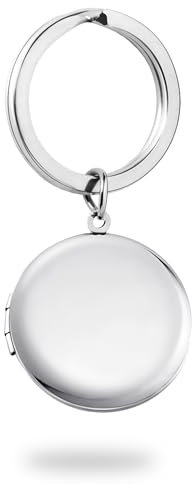 PHOCKSIN Silver Round Locket Keychains for Women Photo Locket Keychain Memorial Lockets Mothers Day Gifts for Women