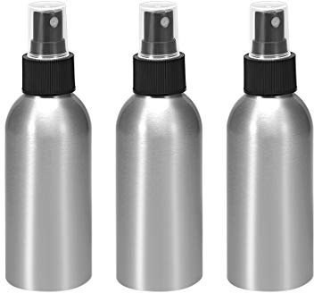 uxcell 3pcs 4oz/120ml Aluminium Spray Bottle with Black Fine Mist Sprayer, Empty Refillable Container Travel Bottle for Kitchen Bathroom or Plants Water Sprayer