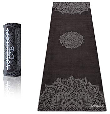 Yoga Design Lab | The HOT Yoga Towel | Premium Non Slip Colorful Towel | Eco Printed + Quick Dry + Mat Sized | Ideal for Hot Yoga, Bikram, Ashtanga, Sport, Travel! (Mandala Black)
