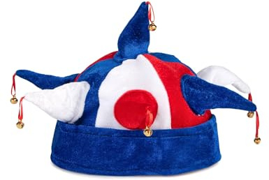 P'TIT CLOWN - Chapeau - Bleu Blanc Rouge - Parfait pour supporter la France lors des Célébrations et Événements Sportifs - Polyester - Plusieurs Modèles (Chapeau de bouffon clochettes)