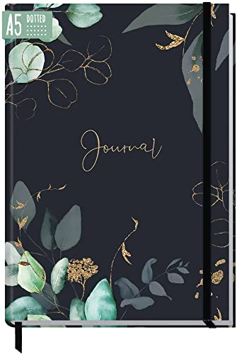 paper&you® dotted Journal A5 mit Gummiband Mondscheinblüten 156 Seiten, Notizbuch gepunktet, Tagebuch - nachhaltig & klimafreundlich