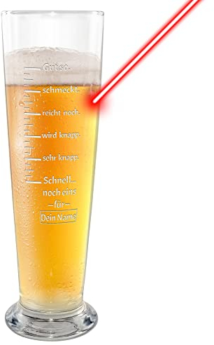 PR Print Royal Bier-Glas selbst gestalten - mit Name gravieren - Maßeinheit - Geschenk für Freunde, Biertrinker, Geburtstag, Vatertag, Weihnachten, 500 ml I Gravur