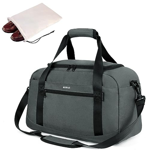 ECOHUB Cabin Bag 40x20x25 for Ryanair Under Seat Flight Bag Recycled PET Eco Friendly Travel Holdall Hand Luggage, Carry On Duffel Bag for Women Men, Patented (Grey)