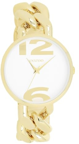 Oozoo - Timepieces Damen Uhr Gold Weiss | Armbanduhr Damen mit Metallarmband | Moderne Uhr für Frauen - Edle Analog Damenuhr in rund C11262 (40mm)