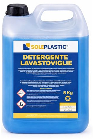 Detersivo Lavastoviglie Liquido Professionale 5 Litri per Lavaggio Automatico Stoviglie, Azione Sgrassante e Anticalcare, Ideale per Lavastoviglie Domestiche e Cucine Professionali