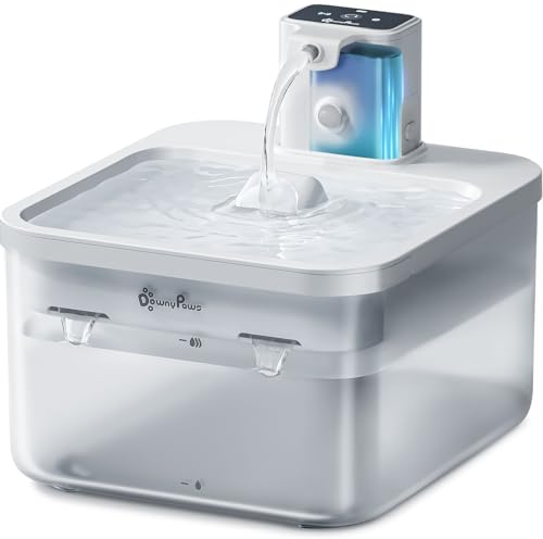 DownyPaws 2,5L Fontanella per Gatti Senza Fili, Fontana con Sensore di Movimento, a Batteria Ricaricabile 4000mAh, Acqua Distributore Abbeveratoio Elettrico