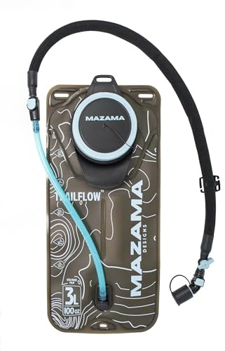 Trailflow-88TZ Hydration Bladder by Mazama Designs. Leakproof, Easy to Clean and Fill Water Reservoir BPA Free, Fits Most Hydration Backpacks. Great for Running Hiking Camping Cycling. (3L)