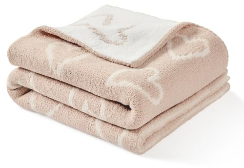 CREVENT 75cmX100cm Cozy Soft Warm Chenille Baby Blanket for Girls Boys, Newborn Essentials for Infant, Baby Shower Receiving Gift - Pink Heart