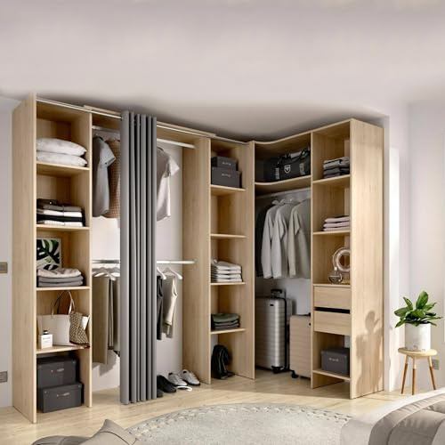 Dmora - Guardaroba grande Bestone, Mobile camera da letto, Cabina armadio portabiti, Armadio appendiabiti, 234x141 h205 cm, Rovere