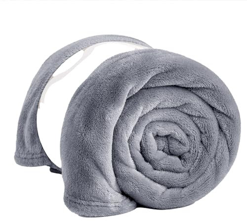 PRIME LINENS Fleece Blanket Reversible Throw for Sofa - Faux Fur Bed Blanket Lightweight Cozy Throw for All Seasons, Perfect for Bed Couch Camping & Travel (Silver, 150 x 200 Cm)