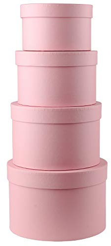 Oairse Juego de 4 Cajas de Almacenamiento Redondas con Tapa - Caja de Regalo para el Día de la Madre, Embalaje para Flores