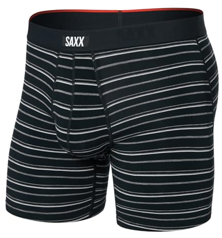 Saxx Mens Vibe Xtra Boxer Brief Fly M BLACK COAST STRIPE