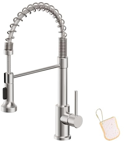 Asinse Wasserhahn Küche, Hoher Bogen Küchenarmatur aus Edelstahl, Armatur Küche mit herausziehbarer Brause, 360° drehbarer Küchenhahn mit 2 Strahlarten