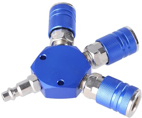 Luftverteiler, 3-Wege-Verteiler mit 3 industriellen Kupplungen, Kompressorschlauch-Zubehör, Schnellverbinder, Armaturen, Kompressor-Zubehör