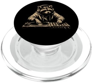Vintage Raccoon DJ Tocadiscos Divertido Amante de la música Humor Animal PopSockets PopGrip para MagSafe