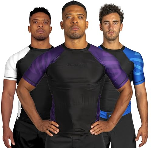 Sanabul Essential Short Sleeve Rash Guard MMA BJJ Wrestling Grappling Jiu Jitsu, Purple, XXL