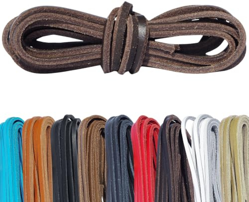 Kaps Cordones de Cuero, Cordones de Zapatos de Cuero 100% Piel Legítima, Fabricados en Europa, 1 par, Múltiples Colores y Longitudes