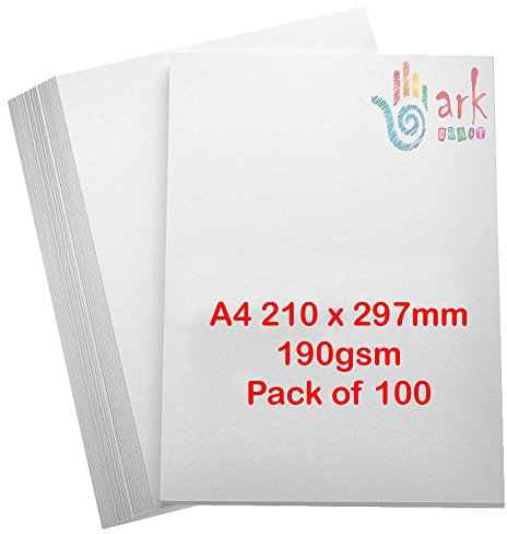 ARK (100) DIN A4 190 g/m² weiße Karten – Blätter säurefreie, glatte, weiße Karten (100)