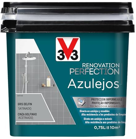 V33 Esmalte Renovation Perfection Azulejos Gris Delfín Satinado 0,75L