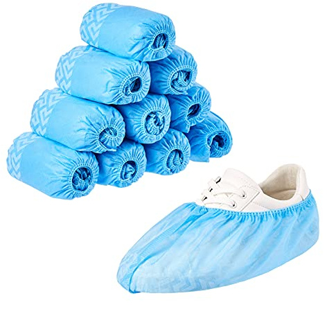 Kinbontop — lot de 100 couvre-chaussures résistants, jetables, antidérapants, matériau non tissé, convient à une utilisation en intérieur et en extérieur