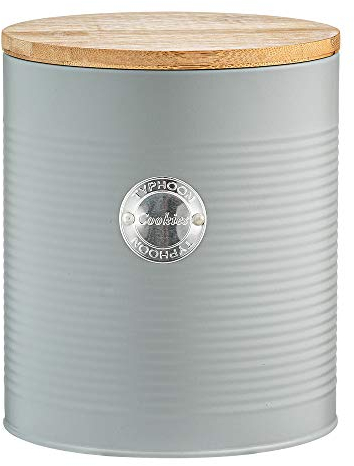 EHC Biscuit Tin, Biscuit Barrel, Cookie Jar Biscuit Box Storage Container Jar with Airtight Easy to Open Lid, Grey