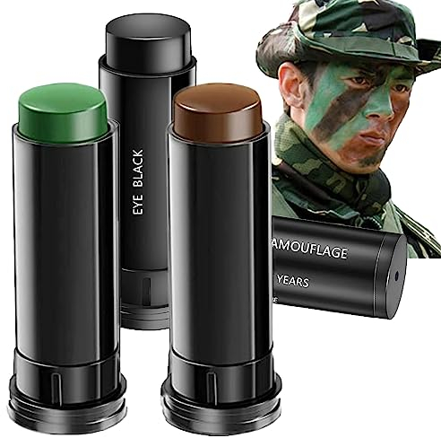 HOUSN 3 Pezzi Camouflage Face Paint Sticks Kit, Pittura Per Il Mimetica Viso Mimetico Trucco Militare Dell'Esercito Di Olio Di Campo Militare All'Aperto (Nero, Marrone, Verde)