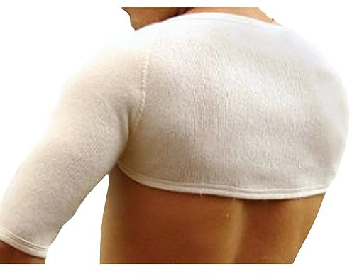 Olanmarp Angora Schulterwärmer für Schmerzlinderung Fashion Premium Qualität - Schützen und wärmen Sie Ihre Schultern mit natürlicher Angora-Wolle Farbe weiss -60% Baumwolle,40% Angora (Gr.L)