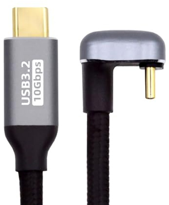 xiwai USB 3.1 USB-C Typ C Stecker auf Stecker, 10 Gbit/s Datenübertragung, 100 W PD Ladekabel, 4K 60 Hz Videomonitorkabel gegenüberliegend U-Form, abgewinkelt mit Hülse für Laptop, Chromebook 2,0 m