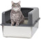 Bsadne High-Sided Stainless Steel Cat Litter Box with Lid, Medium, Easy-to-Clean Metal Litter Pan for Cats (20 L x 14 W x 12 H with Enclosure)