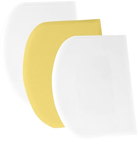 SURDOCA Dough Scraper Bench Scraper - 3P 4.7x3.7 Plastic Flexible Bowl Scraper, Sharp Edge & Angles Cake Scraper. Non-Slip Bakeware Decorating Tools Sculpting & Modeling Tools - White+Yellow+White
