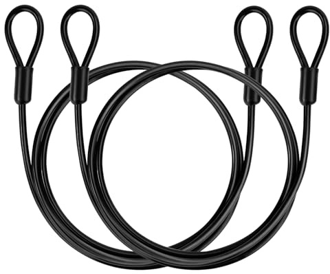 GUNGY Câble Antivol de Vélo Câble de Sécurité en Acier avec œillets Longueur 1m Épaisseur 4mm avec Revêtement PVC pour Cadenas Antivol à Disque et Antivol en U Noir 2 Pièces