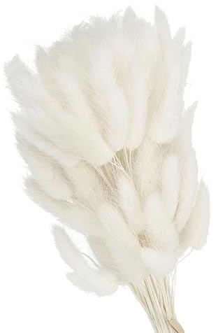 PATIKIL 15.7in Coda di Coniglio Fiori Secchi, 80pz Decorazione Erba di Pampas Coda di Coniglio Erba di Pampas Naturale alla Rinfusa Fluffy Faux Erba di Pampas Essiccata , Bianco