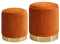 IBUYKE Set von 2-runden Ottoman mit Lagerung für Metallring Dekoration, Samt Eitelkeitshocker für Make-up, moderner gepolsterter Sitz Couchtisch, Mehrzweckfußstütze Hocker, Orange WBD016J