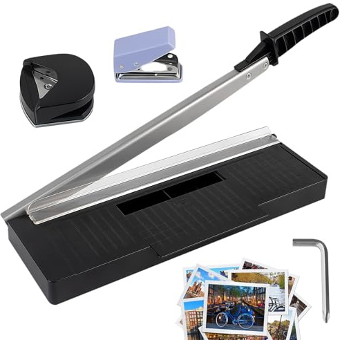 Cortador de papel, cortador de palanca A4 con redondeador de esquinas R4, cortadora de papel para papel, papel fotográfico, papel de tarjeta, máquina de corte para hasta 8 hojas, cortador de papel