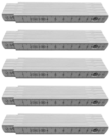 BDHYYM 5 Stück Zollstock 1M Aus Kunststoff Gliedermaßstab Meterstab Extra Bruchsicher Zollstock Weiß für Heimwerker Haus, Hobby & Werkstatt