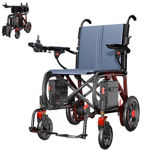 Silla de ruedas eléctrica ultraligera de fibra de carbono de 11 kg para adultos, con autonomía de 34 km y 2 baterías de litio. Aprobada para viajar en avión.