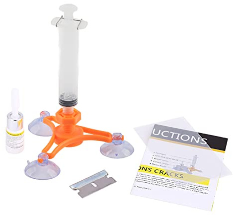 Domary Kit di Riparazione Professionale per Crepe sul Vetro Dell'auto, Sigillante in Resina per Il Ripristino del Parabrezza, Set Triangolare la Riparazione Laminata del Veicolo,
