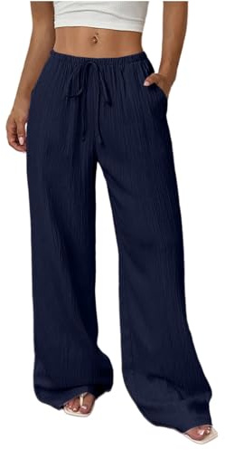 Pantalones Mujer Largos Lino Verano Tallas Grandes Tiro Alto Holgado Pantalon Fluido Elegantes Fiesta Pantalón Anchos Frescos Elastica Comodos Jogging Palazzo Pantalones Playa Primavera