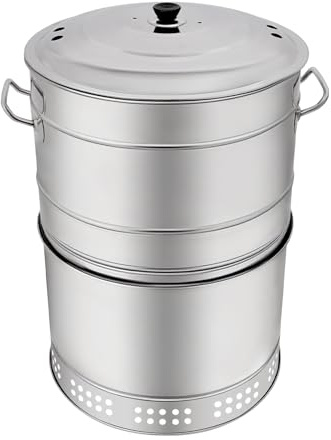 Barbacoa de carbón portátil de acero inoxidable, horno colgante vertical de 360 grados, sin humo, con pinchos, bandeja de aceite, gran capacidad, para camping, patio, separación de aceite y