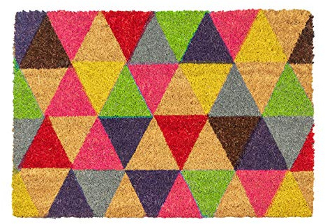 Nicola Spring Coir Door Mat - 60 x 40cm - Triangle - Pack of 1 - Decorative Indoor Front Door Floor Mat Entry Dirt Trapper Rug Outdoor Boot Scraper Non Slip Backing Doormat