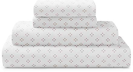 Brielle - Set di lenzuola in jersey di cotone (T-Shirt), per letto matrimoniale, quattro pois, rosa