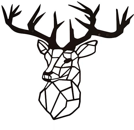 Hansmeier Hirsch-Wanddeko - Metall Schwarz - 42 x 47 cm - Wasserfest, schlicht, modern - Für Außen und Innen - Metall-Dekoration im Industrial Style