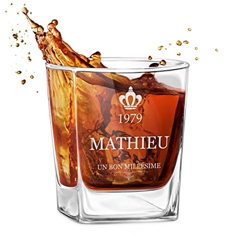 Maverton 250ml Verre a whisky personnalisé pour lui - Cadeau anniversaire homme - Verre classique pour les connaisseurs de whisky - Un cadeau personnalisé pour homme - Connaisseur