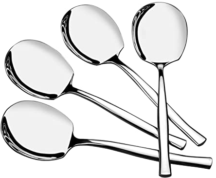 Tyminin Ensemble de 8 cuillères de service en acier inoxydable, grandes cuillères à soupe de service, ensemble de cuillères de service buffet en argent