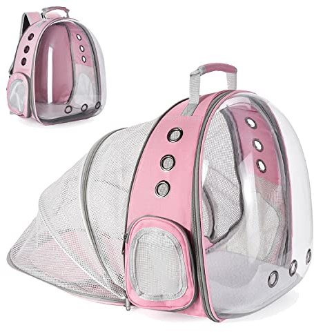 YUDOXN Mochila para Mascota.Mochila Gato y Perros Extensible.Bolso Cápsula Espacial Mochila para Gatos Perros, Mochila portátil para Transportar para Gatos y Perro. (Pink)